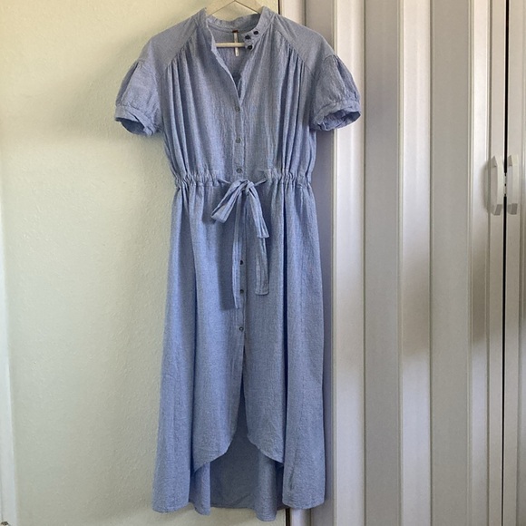 Free People Retro Romance Blue Gingham Maxi Top - Picture 2 of 13